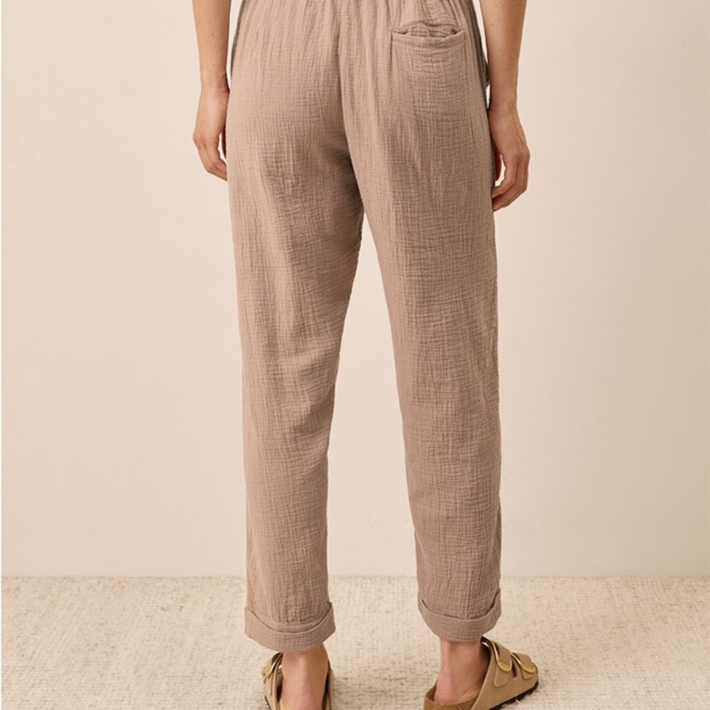 Pact Cropped Gauze Pants in Taupe - Picture 3 of 10